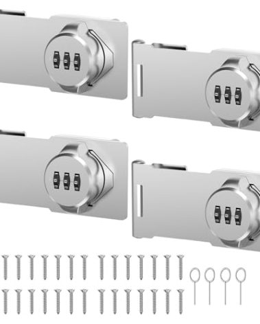 Mechanical Password Rotary Hasp Locks, Cabinet Locks with Combination, Door Security Latch for Small Barn Doors, Cabinets, Gate, Bathroom, Outdoor, Closet, Fence