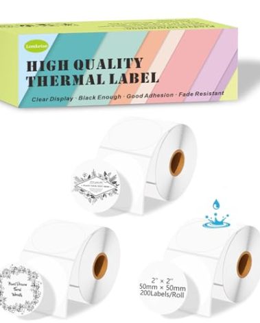 [200 Labels/Roll x 3] 50mm Circle Thermal Labels, 1.97 inch Round Label Maker Tape Refill, Weatherproof & Tear-Resistant Thermal Stickers for Phomemo M110, Supvan T50M Pro