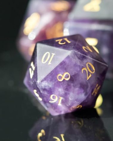 UDIXI Amethyst Gemstone Dice Set D&D Crystal Stone DND Dice with Gift Case for Role Playing Games Tabletop Games (Amethyst)