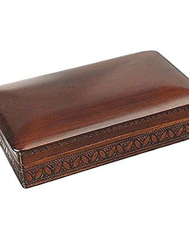 Espresso Stained Linden Wood Jewelry Keepsake Storage Box (Large) Wooden Box