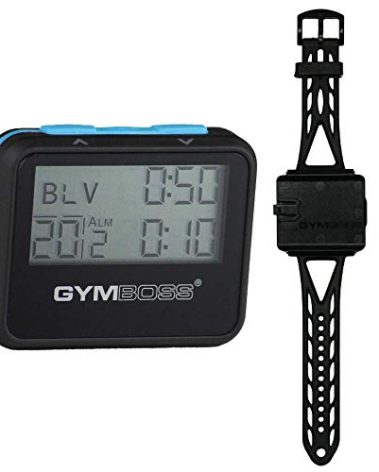 Gymboss Interval Timer and Stopwatch and Watchstrap - Bundle (Black w/Blue Buttons, One Size Fits All)