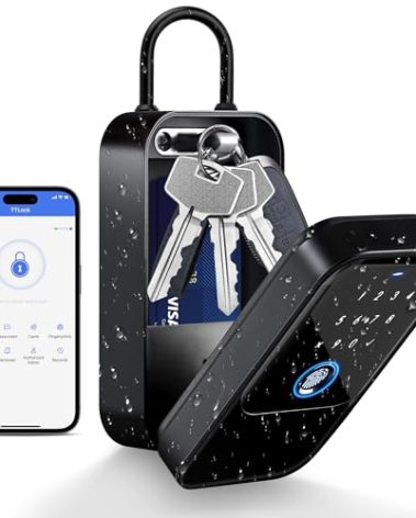 LOQRON Smart Key Box - Advanced Fingerprint Recognition, App Control, Manual Keys, Access Card - Weatherproof, Wall Mounted & Door Hanging for Home, Airbnb, Realtor and Office