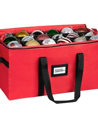 Christmas Ornament Storage Container,Box Stores Up to 54, Adjustable Dividers, Large Organizer Bin to Protect and Store Holiday Décor