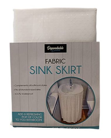 Dependable Industries Fabric Sink Skirt Diamond Stitch White
