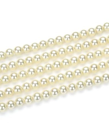 Adabele 1 Strand AAA Grade 10mm Natural Shell Pearl Loose Round Beads Freshwater Mother of Pearl Nacre 15 inch (Warm White) for DIY Craft Jewelry Making SP10-2