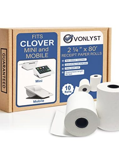 Vonlyst Receipt Paper for Clover Mini and Clover Mobile Thermal Printer 2 1/4 x 80 (10 rolls)