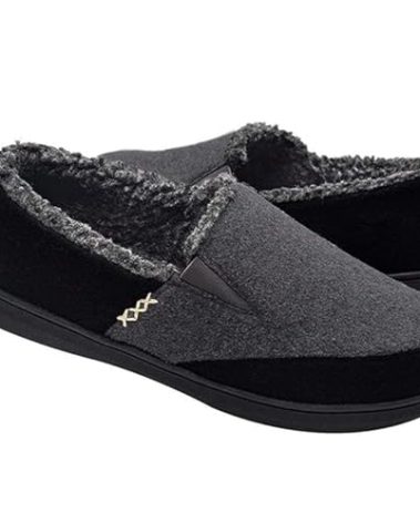 Zigzagger Men's Comfy Wool Slippers Indoor Outdoor House Shoes, Warm Soft Fur Fuzzy Fleece Lined Memory Foam Sole with Suede Upper,Grey,12 US