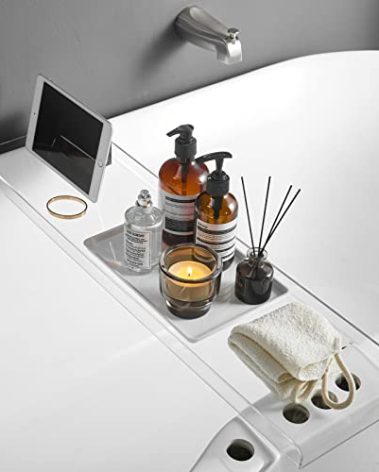 Clear Bathtub Tray Caddy, Bath Tub Rack Shelf, Luxury Bathroom Organizer Tablet Holder, Acrylic SHUNLI
