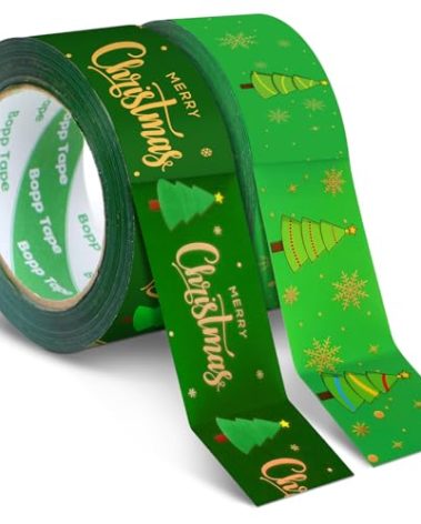 Watersay 2 Roll 220 Yard Christmas Packing Tape 1.89'' Decorative Packing Tape Merry Christmas Gift Wrapping Tape Cute Packaging Tape for Boxes Small Business Packages