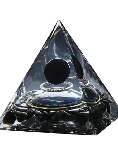 Orgone Pyramid - Positive Energy Source for Meditation, Stress Relief, Wealth Attraction | Crystal Pyramid Orgonite with Protection Crystals | Ideal Energy Generator & Stylish Room Decor