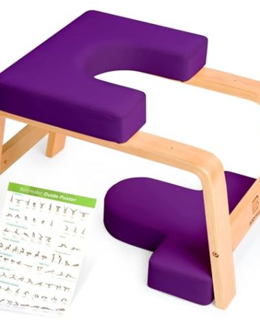 BODYWAKER Yoga Headstand Bench, Stand Yoga Chair for Balance Training, Core Strength Building, Upside Down Chair for Relaxation, Handstand Trainer Inversion Chair for Home Gym (Wood Purple)