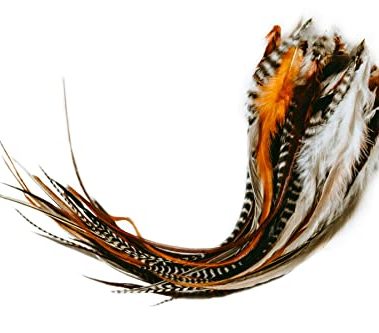 15 Natural Fluffy Color Hair Feathers - 7”- 12” Long - Natural Fluffy Hair Extension, Feather Hair Extension DIY Kit - Eye-Catching Design - 20 Micro-link Beads - 100% Real Rooster Feathers