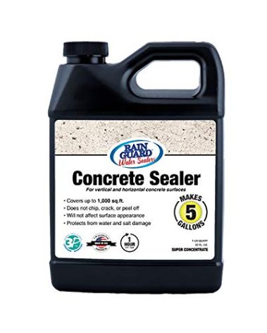 Rainguard Water Sealers Concrete Sealer, Penetrating Protection Against Water and Salt Damage, for All Concrete Surfaces, Silane/Siloxane Waterproofer, Natural Finish, Makes 5 Gallons