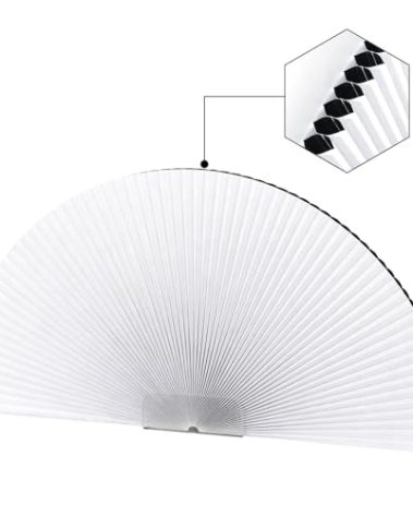 OUDUCK Arch Window Shades Blackout Half Circle Cellular Shades, Pleated Blinds Half Moon Window Shades for Semi Circle Windows, Easy Cut and Install, (Radius: 24", White)