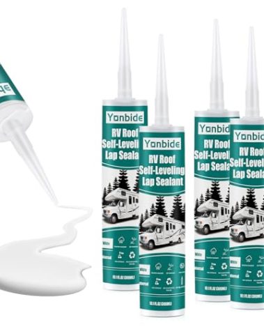 RV Silicone Sealant,RV Roof Self-Leveling Lap Sealant RV Caulk Sealant, RV White Flex Repair Caulking Lap Sealant for Rubber Roof on Motorhomes, Trailers, Campers （4 Pack）