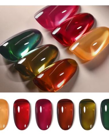 GAOY Wonder Color Gel Nail Polish, Jelly Red Green Brown Yellow Hot Pink Colors Sheer Gel Polish Kit for Salon Manicure and Nail Art DIY at Home