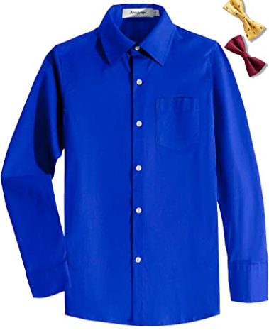 Aimehonpe Boys Dress Button Up Shirt Button Down Long Sleeve Clothes Preppy, RoyalBlue, X-Large