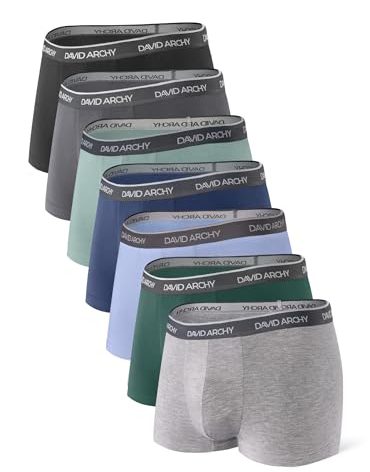 DAVID ARCHY Mens Trunks Underwear Soft Breathable Rayon Made from Bamboo Trunk No Fly Pouch 7-Pack XL 2.5''
