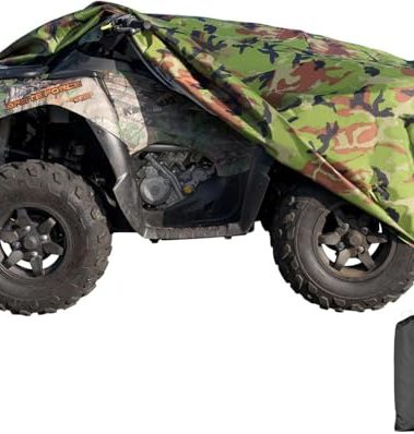XYZCTEM Waterproof ATV Cover, Heavy Duty Meterial Protects 4 Wheeler from Snow Rain or Sun, Large Size Universal Fits up to 103 Inch Most Quads, Elastic Bottom Trailerable at High Speeds (Camo)