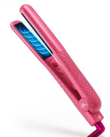Herstyler Colorful Seasons Flat Iron - Travel Friendly Dual Voltage Flat Iron 1.25 inch - Ceramic Dual Voltage Hair Straightener - Pink Straightening Iron with Negative Ion Technology to Fight Frizz