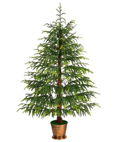 4.2 FT Real Touch Norfolk Pine Christmas Tree - Christmas Decorations - Artificial Shrubs Fake Potted Plants Faux Bushes for Christmas Decorations Outdoor Indoor Home Front Porch Decor