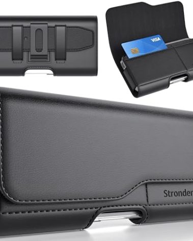 Stronden Magnetic Closure Holster for iPhone 16 Plus, 15 Pro Max, 15 Plus, 14 Pro Max, 14 Plus, 13 Pro Max, 12 Pro Max, 11 Pro Max - Leather Belt Case Pouch (Fits Slim/Thin Case on)