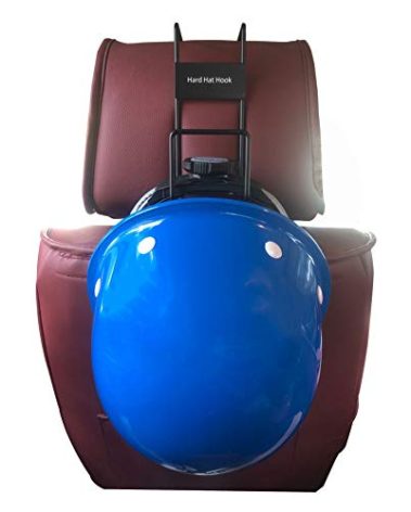 Lionshop Sturdy Steel Hard Hat Rack,Heavy Duty Hard Hat Holder for Truck Seat with Back Mount, Black Coated