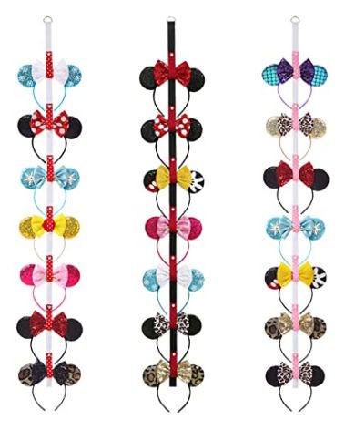 3Pcs Mouse Ears Headband Holder Headpiece Hanger Organizer Hair Accessories Storage Hanging Wall Display Decor