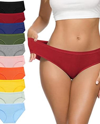 Eiggam Low Rise Cotton Bikini Panties for Women, High-Cut Full Coverage Stretch Cool Underwear for Women - 10 Pack, XXL