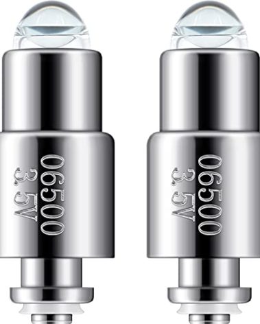 Funtery 2 Pcs Halogen Replacement Bulbs Compatible with Welch Allyn, 3.5v Lamp Type 06500-u Otoscope Lamp