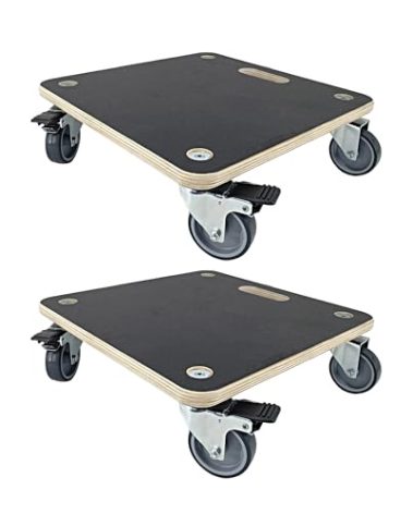 HBFBDRCT Furniture Moving Dolly Wood Platform Dolly 2 Packs, 1100 lbs Capacity Heavy Duty Wood Dollies cart with Wheels, Movers Carrier with 4 Soft Rubber Silent Wheels （2 with Brake+ 2 Without）
