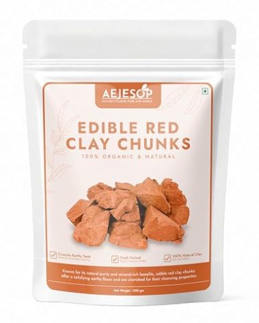 AEJESOP Red Clay, Edible Clay Chunks, Natural Clay, Organic Clay, Clay Mask, Natural Mud Mask - wt. 7 oz (200gm)
