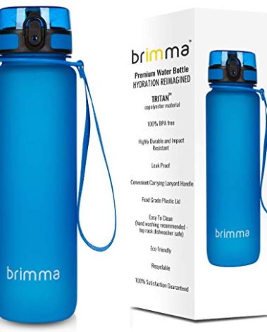 Brimma Premium Sports Water Bottle with Leak Proof Flip Top Lid - Eco Friendly & BPA Free Tritan Plastic - Must Have for The Gym, Yoga, Running, Outdoors, Cycling, and Camping