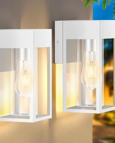 LWSOY 2-Pack Outdoor Wall Lights, Waterproof Exterior Light Fixtures Porch Lights with E26 Socket, Outside Wall Mount Lights for House Porch Entryway Patio Garage Front