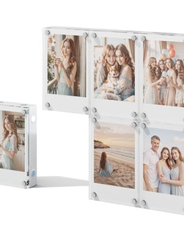 NIUBEE 2x3 Picture Frame for Fujifilm Instax Mini Film | 6 Packs Magnetic Acrylic Polaroid Frames | UV-Resistant, High Transparency | Easy Photo Swap + Free Combination | Desktop Memory Display