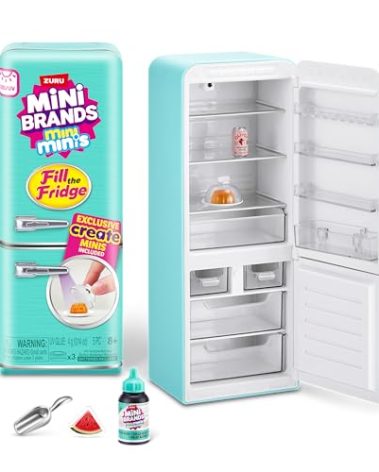 Mini Brands Fill The Fridge Playset w/UV Light by ZURU, Collectibles, DIY, Resin Play, Exclusive Recipe, NOT Edible, 8+