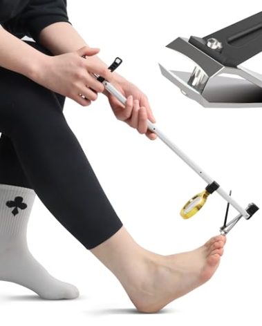 Long Handled Toenail Clippers Wide Jaw Opening, Free Bending, for Thick Nails, for The Seniors, Overweight, Disabled with Arthritis, Easy Reach Pedicure Auxiliary Tools (17" with Magnifier)