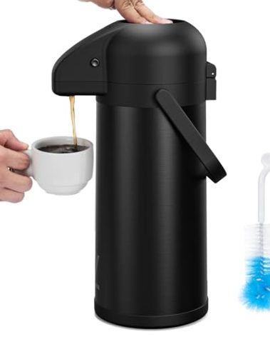 Airpot Coffee Carafe for Keeping Hot - 102 OZ/ 3.0L Coffee Dispenser with Pump - Insulated Stainless Steel thermal carafe for Hot Drinks Water Tea Chocolate - Hot Beverage Dispenser for Parties
