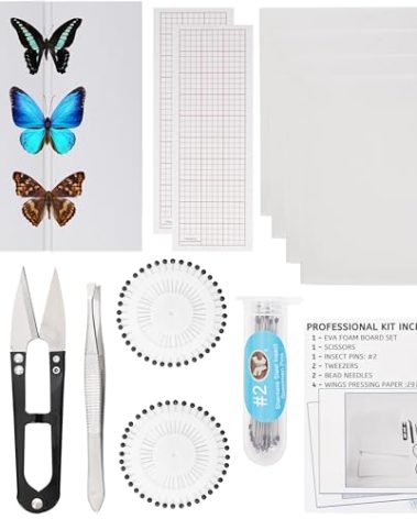 Insect Specimen Tools Kit - EVA Foam Pinning Board, Coordinate Paper, Wings Pressing Paper, Insect Pins, Complete Entomology Kit for Beginners (Insect Specimen Tools Kit)