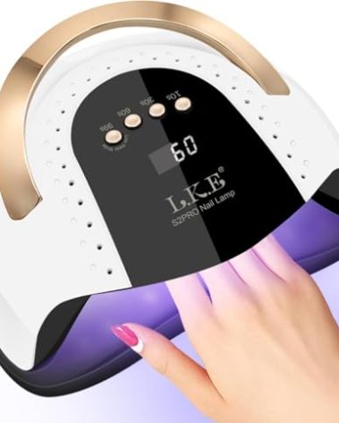 268W UV LED Nail Lamp, LKE Nail Dryer for Gel Polish, 4 Timers UV Nail Lamp Professional Nail Light, 57Pcs Lamp Beads and Automatic Sensor(White)