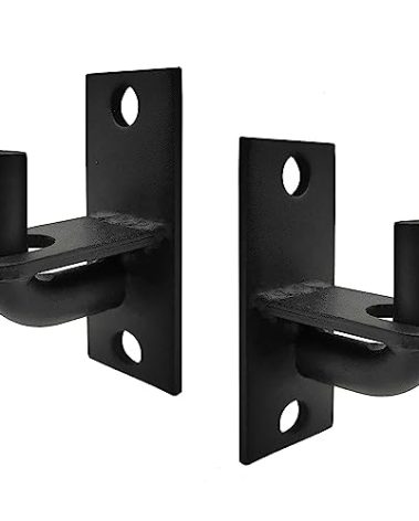 2 Pack Wall Mount Heavy Duty Chain Link Fence Gate Hinges with 5/8 Hinge Pin (Screws Not Included), Black
