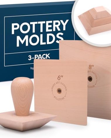 Byllstore 3-Pack Square Pottery Molds | Create Bowls & Plates | 4″, 6″ & 8″ Ceramic Tops | Interchangeable Handle