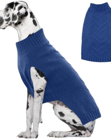 IECOii Big Dog Sweater - XXXL Dog Sweaters for Extra Large Dogs - Warm Winter & Fall Coat - Blue-4XL