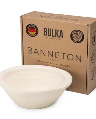 Bulka Small Round 8" 500g Plane Banneton Bread Proofing Basket Pressed Wood Pulp, Sourdough Proofing Basket - Non-Stick Brotform Sourdough Bread Baking Supplies, Made in Germany.