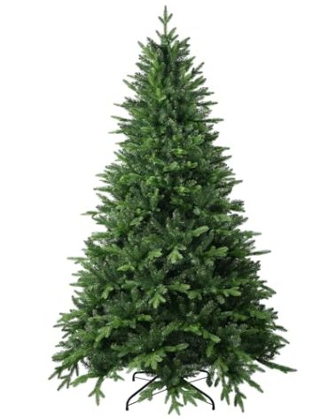 Treepool 7 FT Artificial Christmas Tree with 1971 PE&PVC Mixed Branch Tips, Unlit Hinged Premium Spruce Fake Xmas Trees, Green, Foldable Base