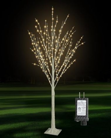 5FT 400 LED Lighted Birch Tree Including Twinkle Lights, LED Birch Tree with Timer, Lighted Tree for Outdoor Indoor Home Party Yard Easter Christmas Decoration (Warm White Light)