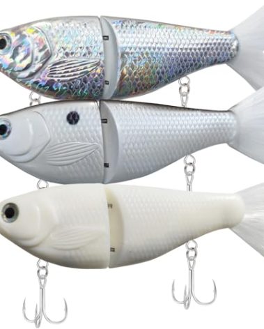 HADORAM Lure Slow Sinking Glide Bait with Fur Tail Lifelike Fishing Tackle for Trout Shad Bass Musky (6.7in-3Pcs)