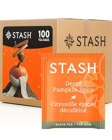 Stash Tea Decaf Pumpkin Spice Black Tea, Box of 100 Tea Bags