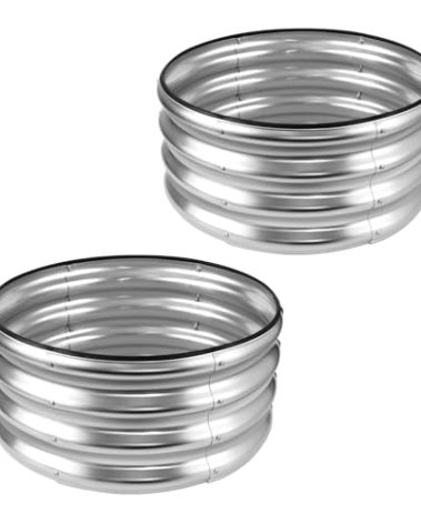 JERIA Raised Garden Bed,Galvanized Raised 2 PCS 2×2×1ft Planter Boxes Outdoor with Easy Assembly, Round Garden Bed for Vegetables, Fruits, Flowers