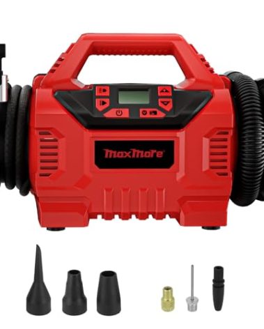 MaxMore Cordless Tire Inflator Compatible with Milwaukee 18V Battery, 160 PSI High Pressure Portable Air Compressor with Digital Gauge, Auto Shut Off, LED Light For Balls, Tires, Swim Toys (Tool Only)